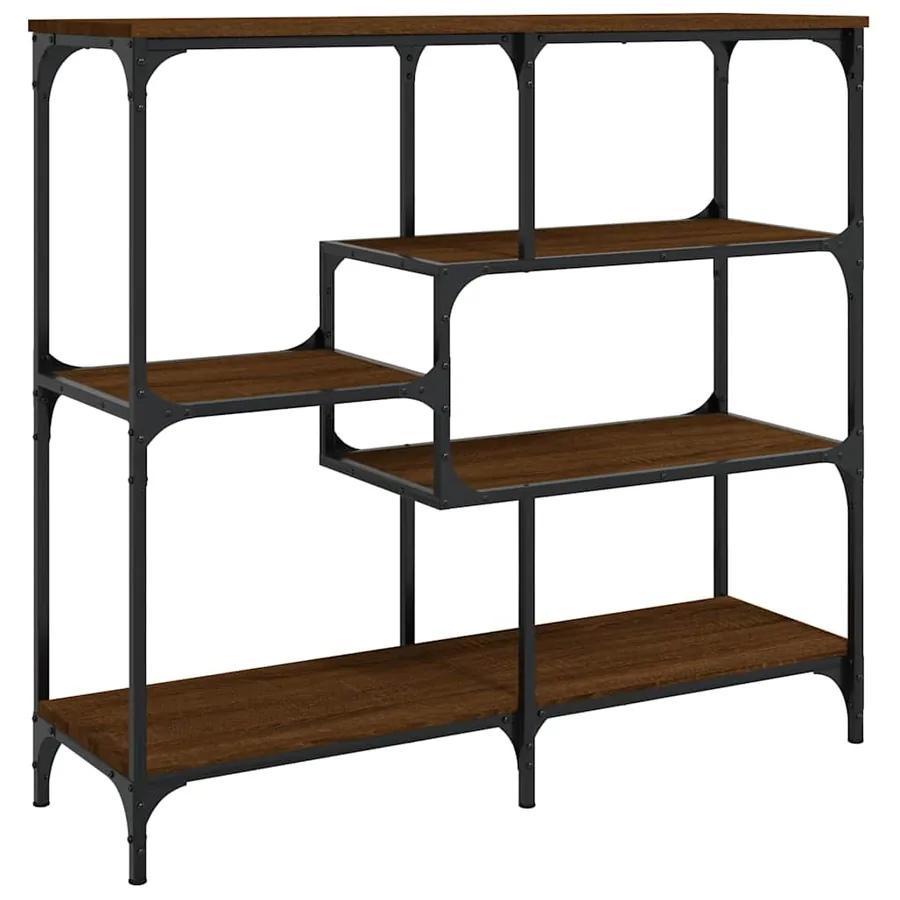 Table console chêne marron 103x32x95 cm bois d'ingénierie - 2