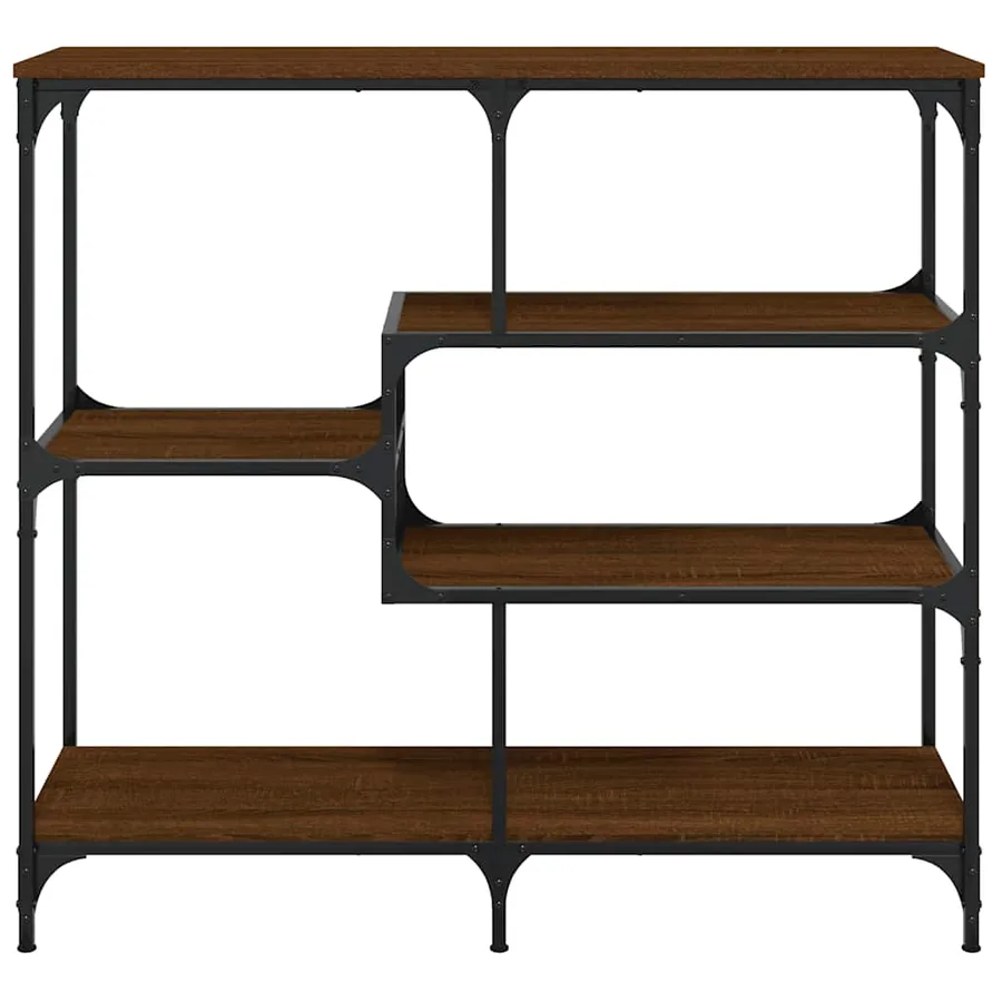 Table console chêne marron 103x32x95 cm bois d'ingénierie - 4
