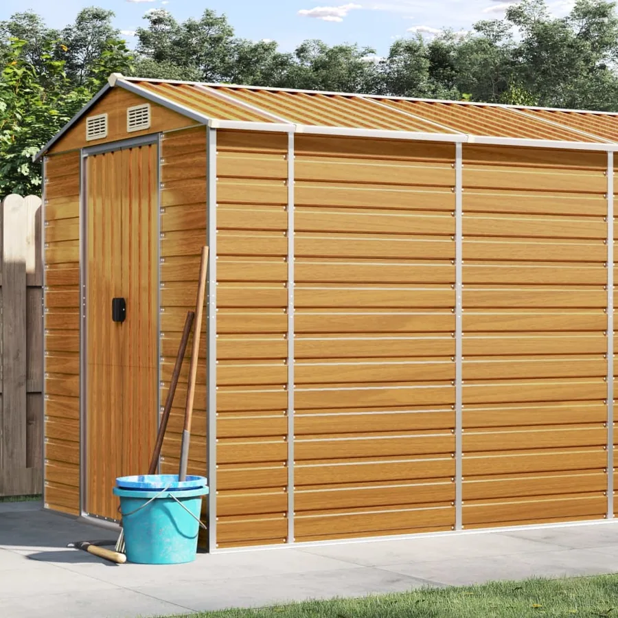 Abri de jardin marron clair 191x470x198 cm acier galvanisé