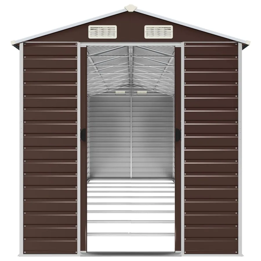 Abri de jardin marron 191x810x198 cm acier galvanisé - 5