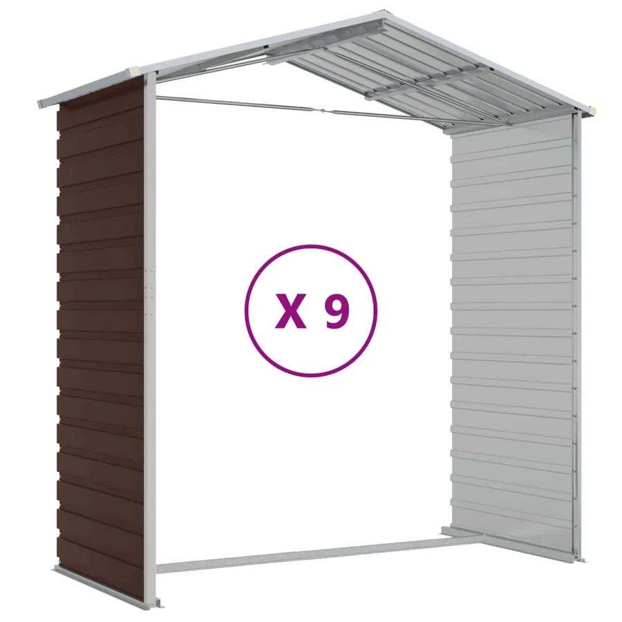 Abri de jardin marron 191x810x198 cm acier galvanisé - 9