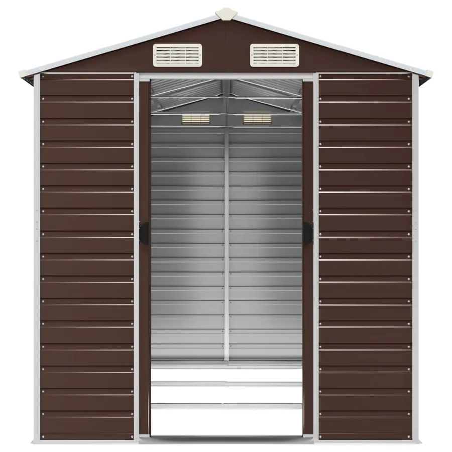 Abri de jardin marron 191 x 300 x 198 cm en acier galvanisé - 5