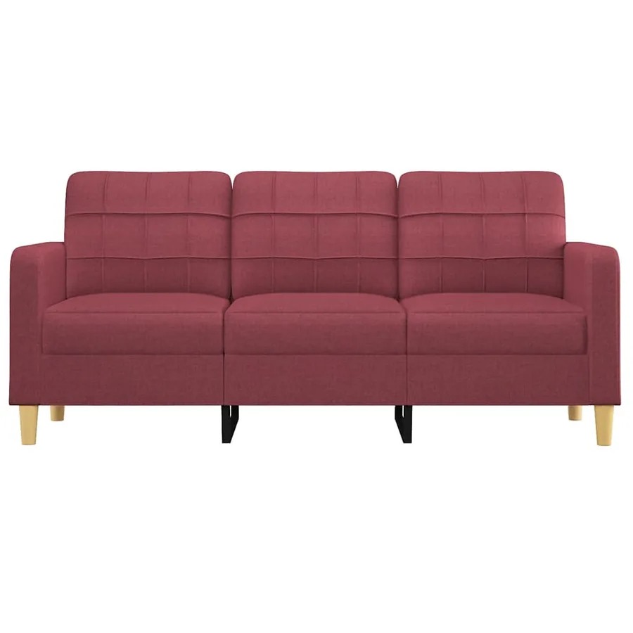 Canapé à 3 places Rouge bordeaux 180 cm Tissu - 3