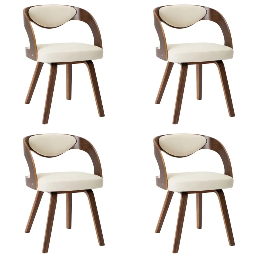 Chaises à manger lot de 4 crème bois courbé et similicuir - 2