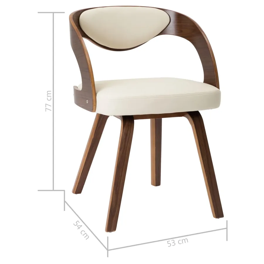 Chaises à manger lot de 4 crème bois courbé et similicuir - 7