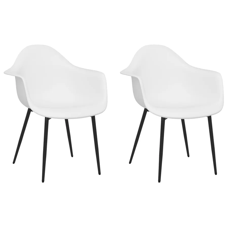 Chaises à manger lot de 2 blanc PP - 2