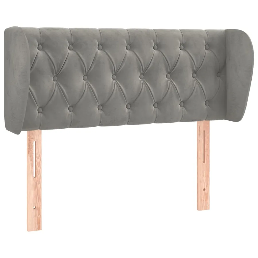 Tête de lit avec oreilles Gris clair 103x23x78/88 cm Velours - 2