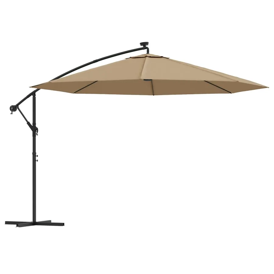 Parasol de jardin en porte-à-faux et lumières LED mât en métal - 2