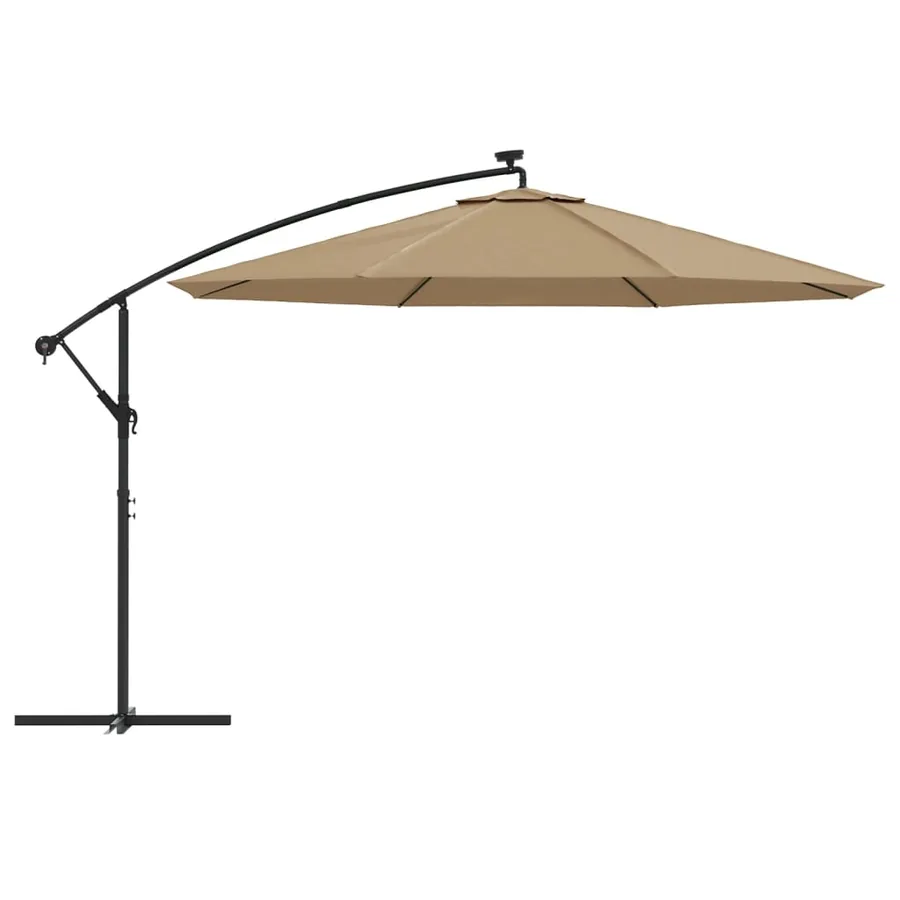 Parasol de jardin en porte-à-faux et lumières LED mât en métal - 4