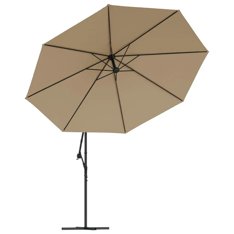 Parasol de jardin en porte-à-faux et lumières LED mât en métal - 5