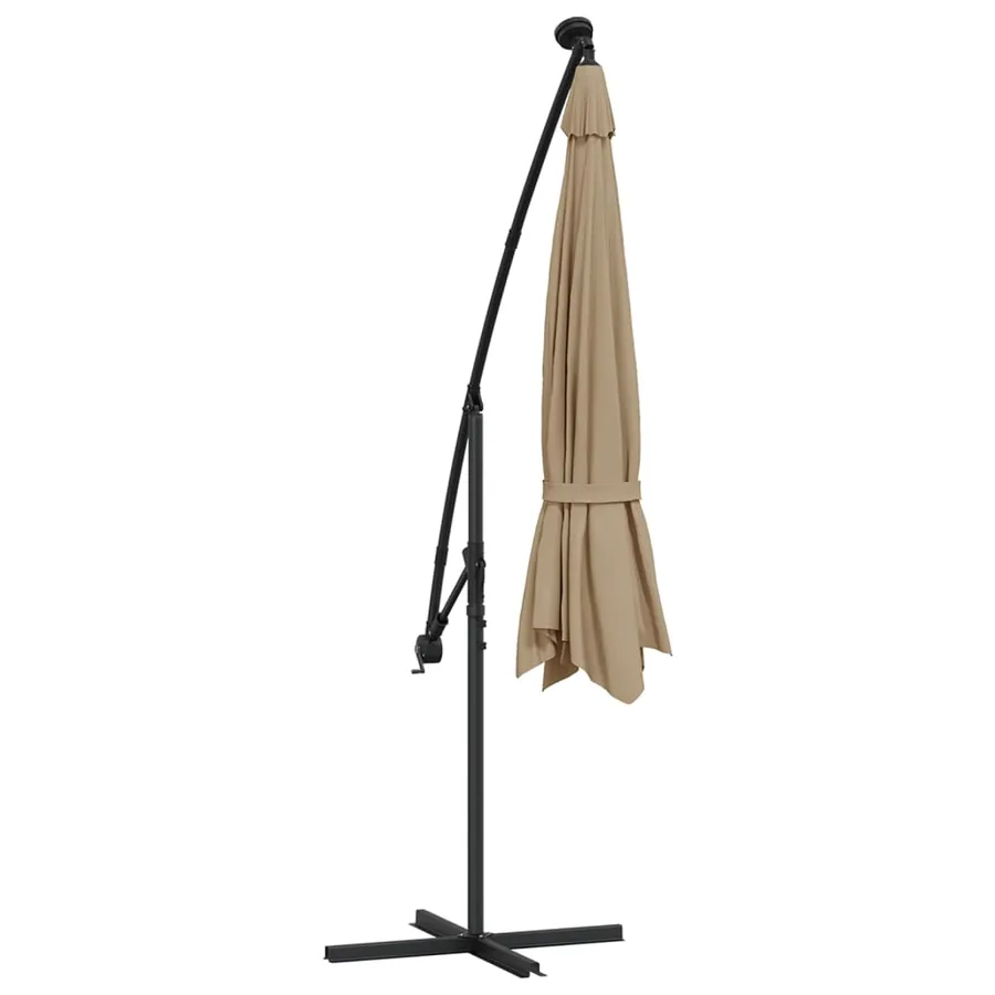 Parasol de jardin en porte-à-faux et lumières LED mât en métal - 8