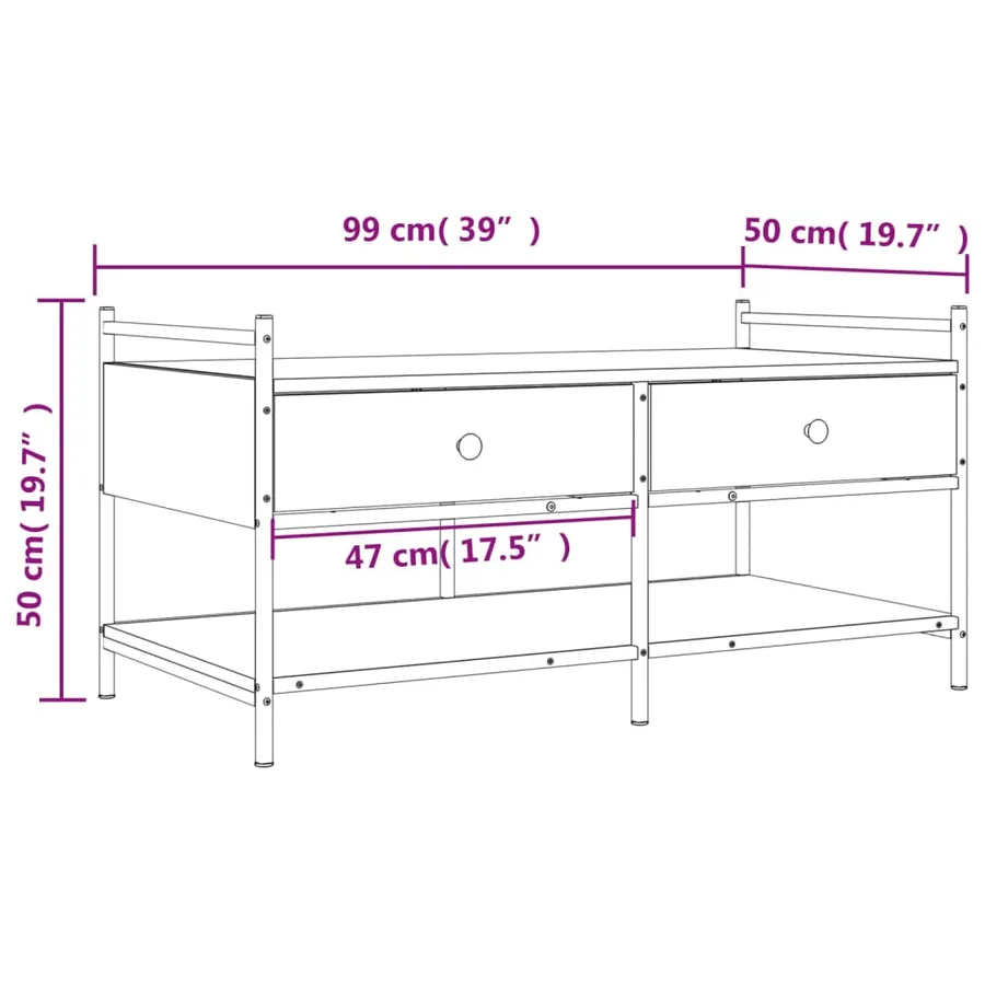 Table basse sonoma gris 99x50x50 cm bois d'ingénierie - 11