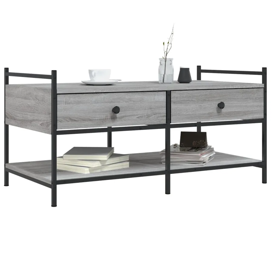Table basse sonoma gris 99x50x50 cm bois d'ingénierie - 3
