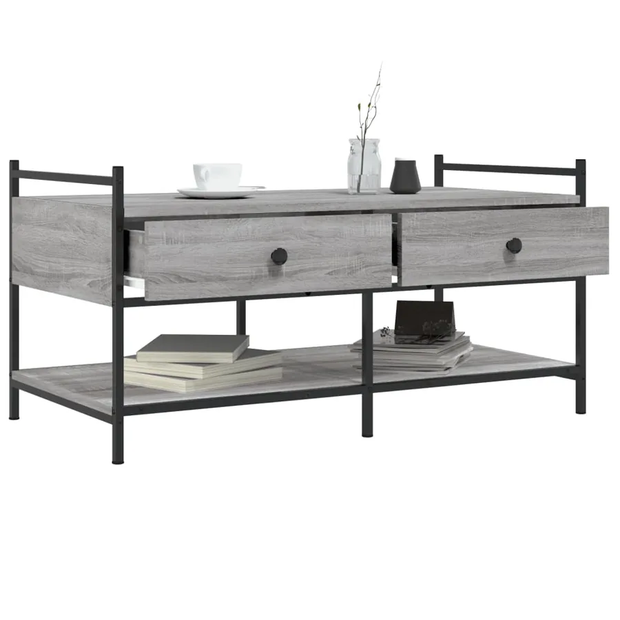 Table basse sonoma gris 99x50x50 cm bois d'ingénierie - 4