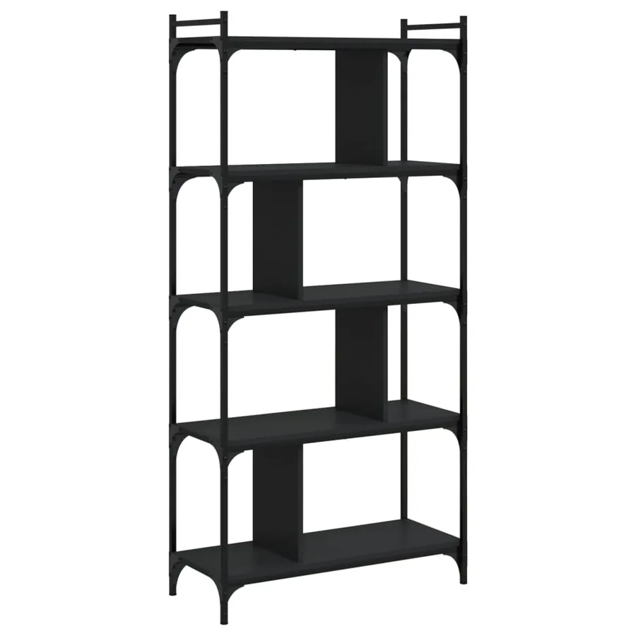 Bibliothèque 5 niveaux noir 76x32x158 cm bois d'ingénierie - 2