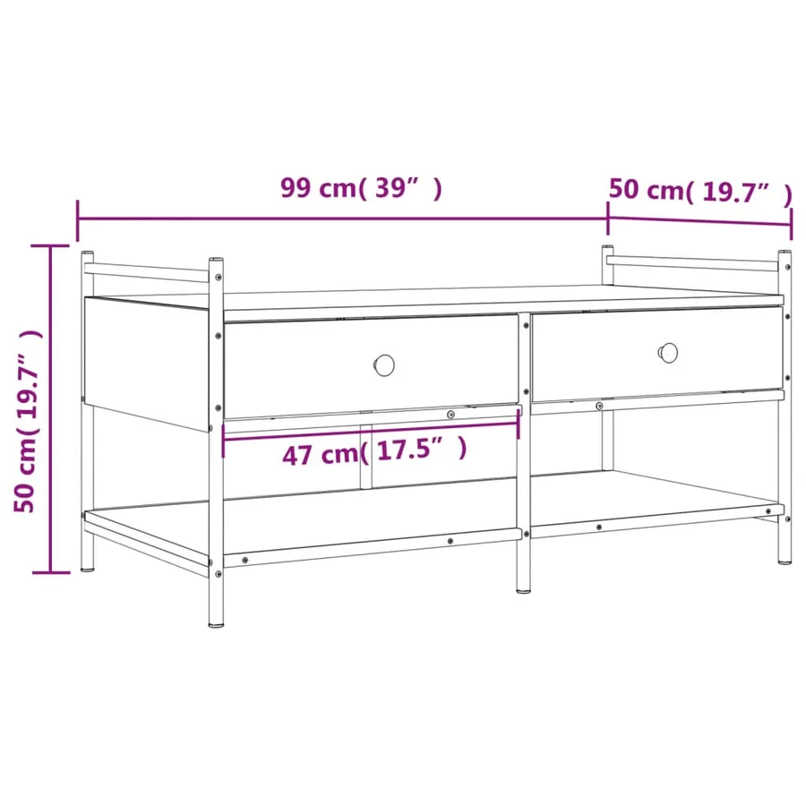 Table basse chêne sonoma 99x50x50 cm bois d'ingénierie - 11