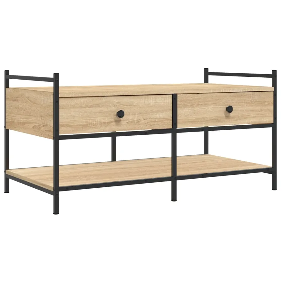 Table basse chêne sonoma 99x50x50 cm bois d'ingénierie - 2