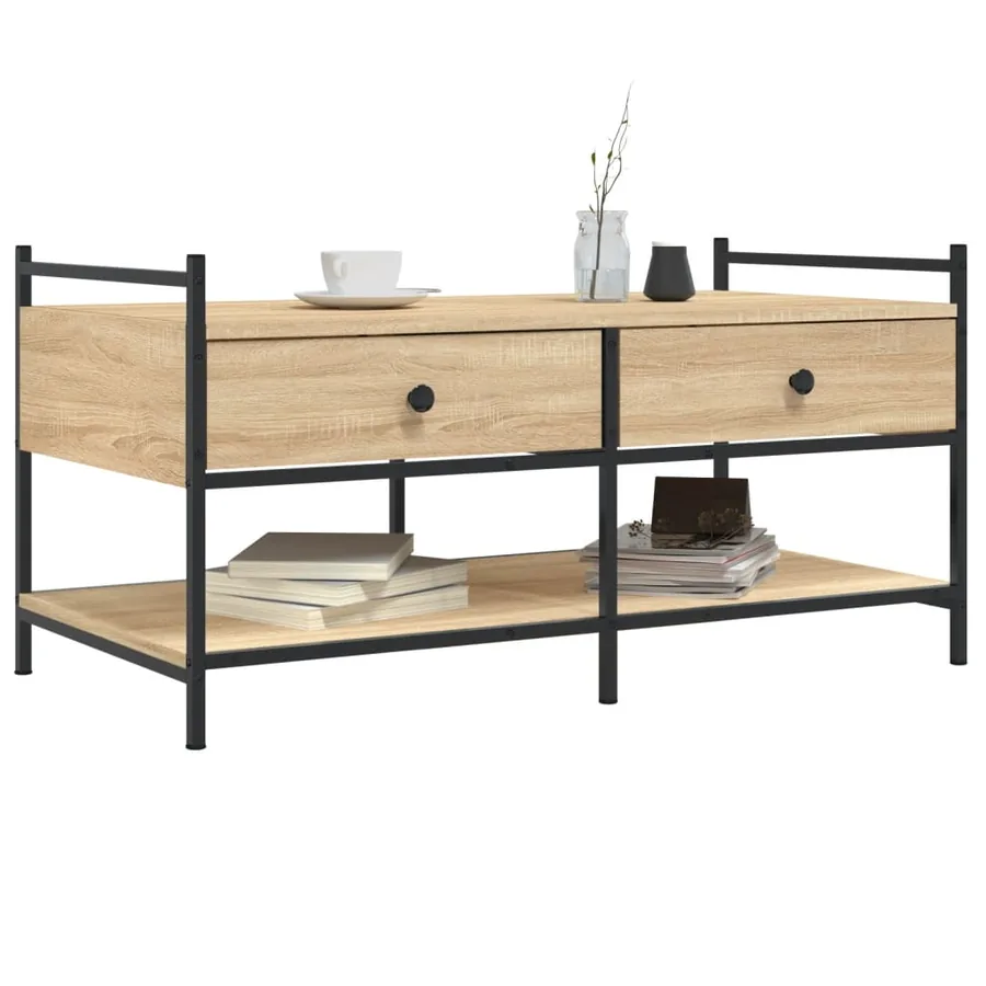 Table basse chêne sonoma 99x50x50 cm bois d'ingénierie - 3