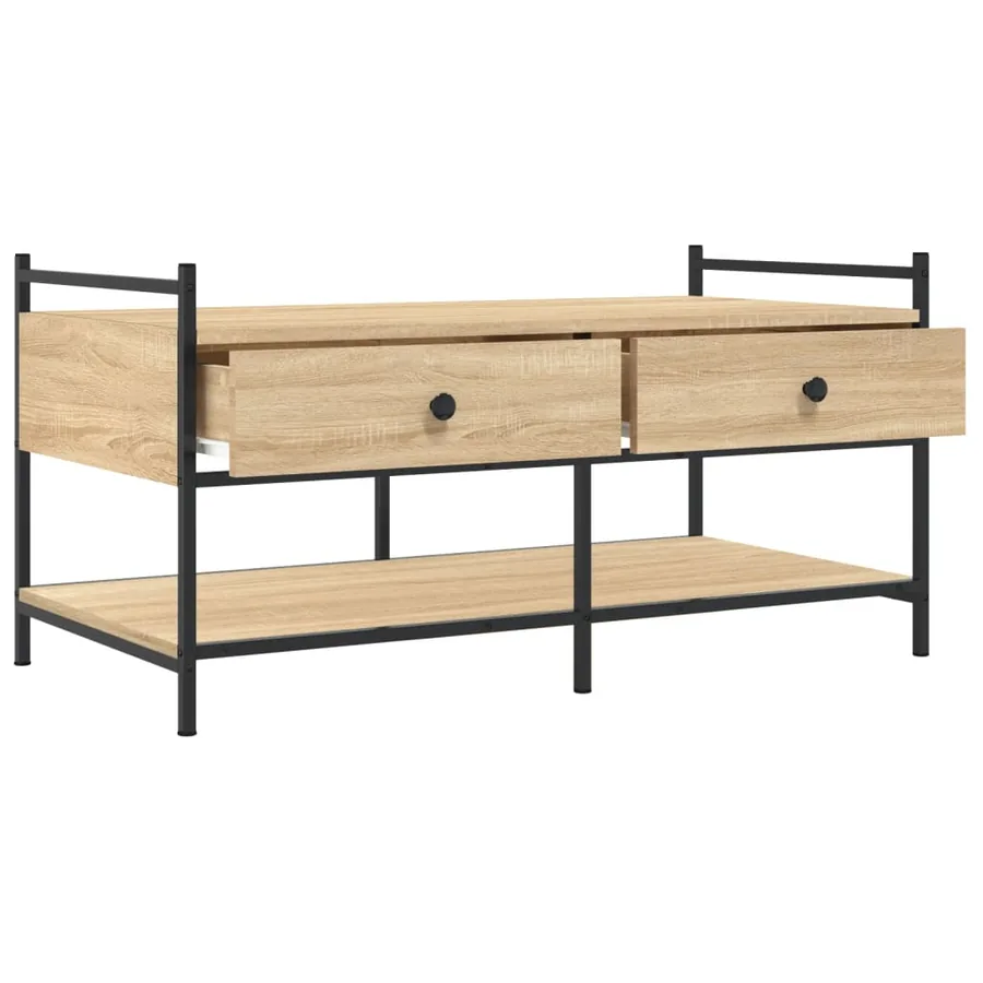 Table basse chêne sonoma 99x50x50 cm bois d'ingénierie - 5