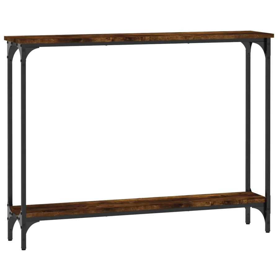 Table console chêne fumé 100x22,5x75 cm bois d'ingénierie - 2