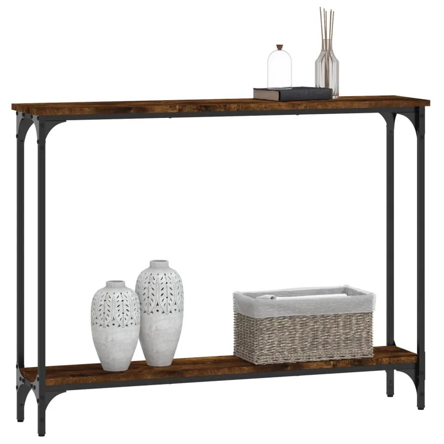 Table console chêne fumé 100x22,5x75 cm bois d'ingénierie - 3