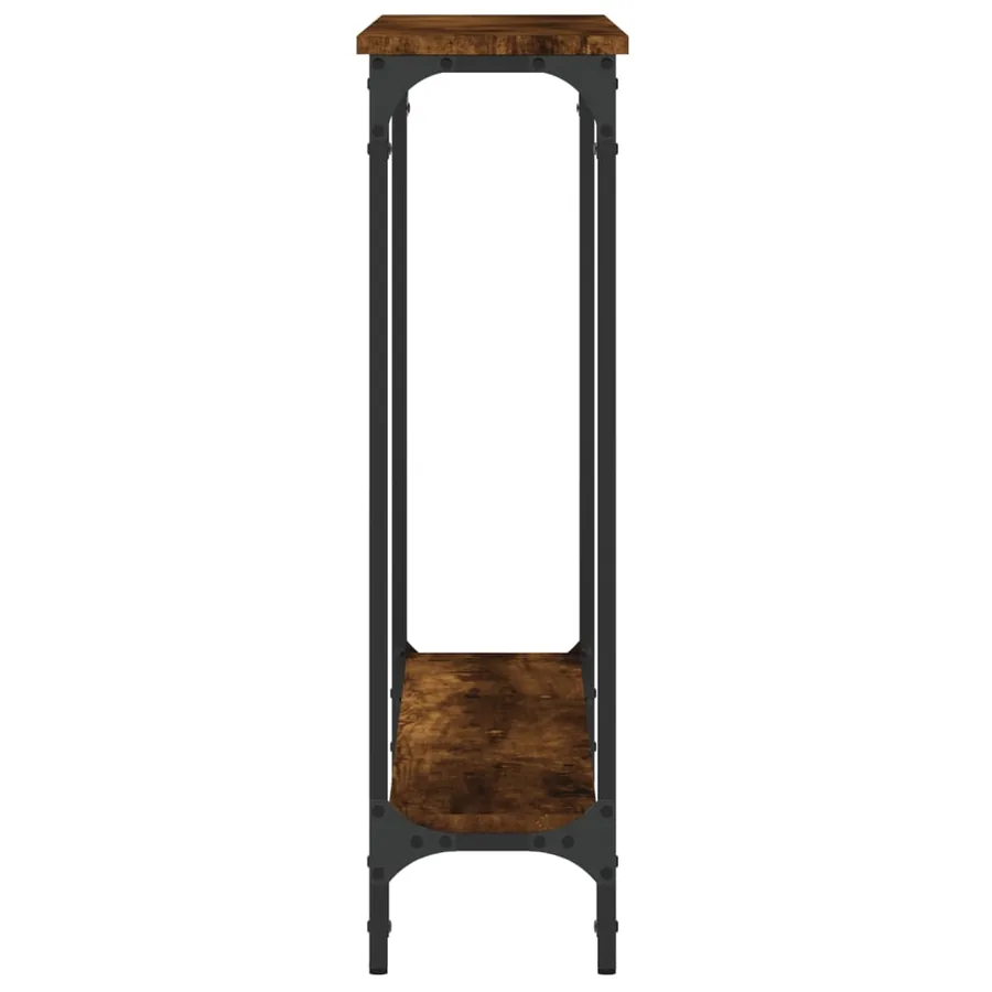 Table console chêne fumé 100x22,5x75 cm bois d'ingénierie - 5