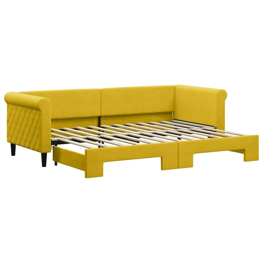Lit de jour avec lit gigogne jaune 80x200 cm velours - 2