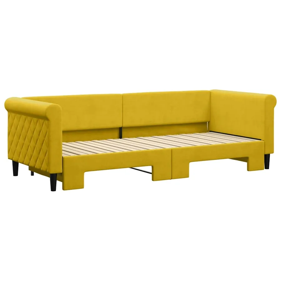 Lit de jour avec lit gigogne jaune 80x200 cm velours - 3