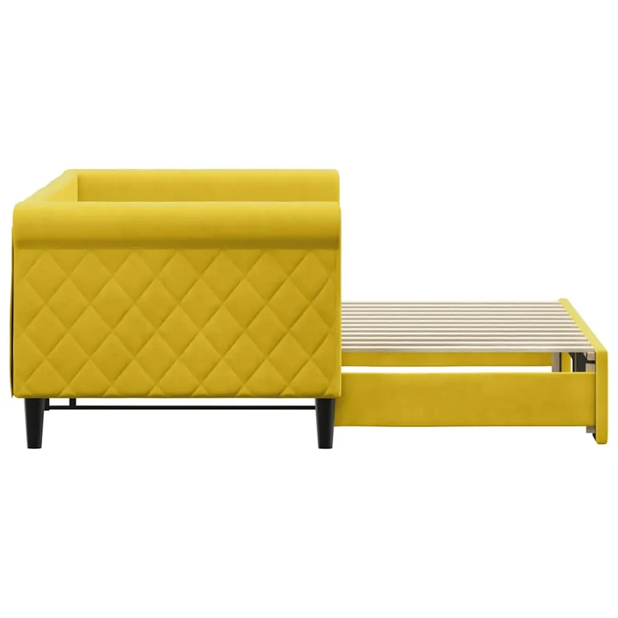 Lit de jour avec lit gigogne jaune 80x200 cm velours - 4