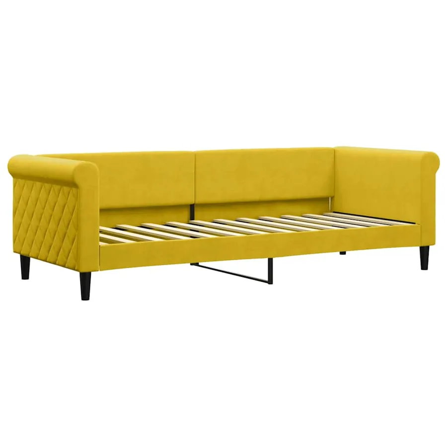 Lit de jour avec lit gigogne jaune 80x200 cm velours - 6