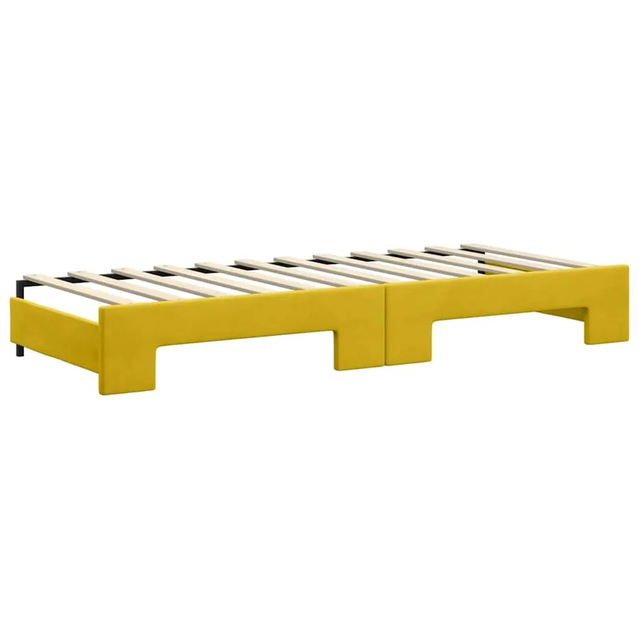 Lit de jour avec lit gigogne jaune 80x200 cm velours - 8