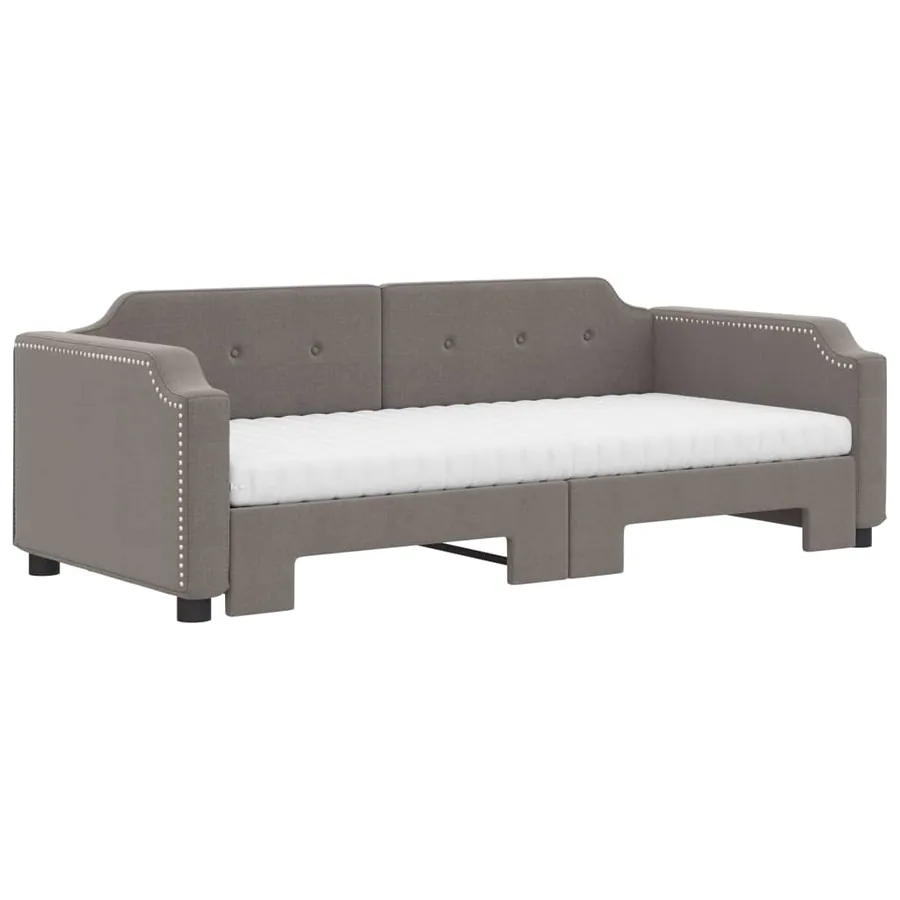 Lit de jour avec gigogne et matelas taupe 80x200 cm tissu - 3