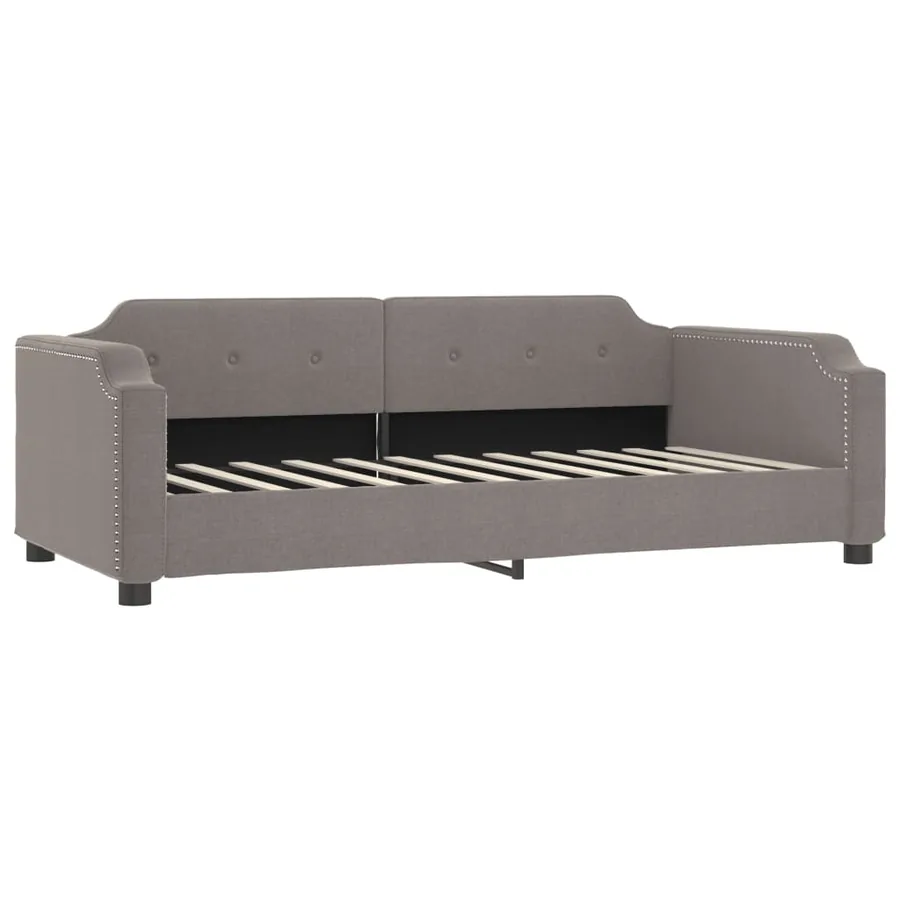 Lit de jour avec gigogne et matelas taupe 80x200 cm tissu - 4