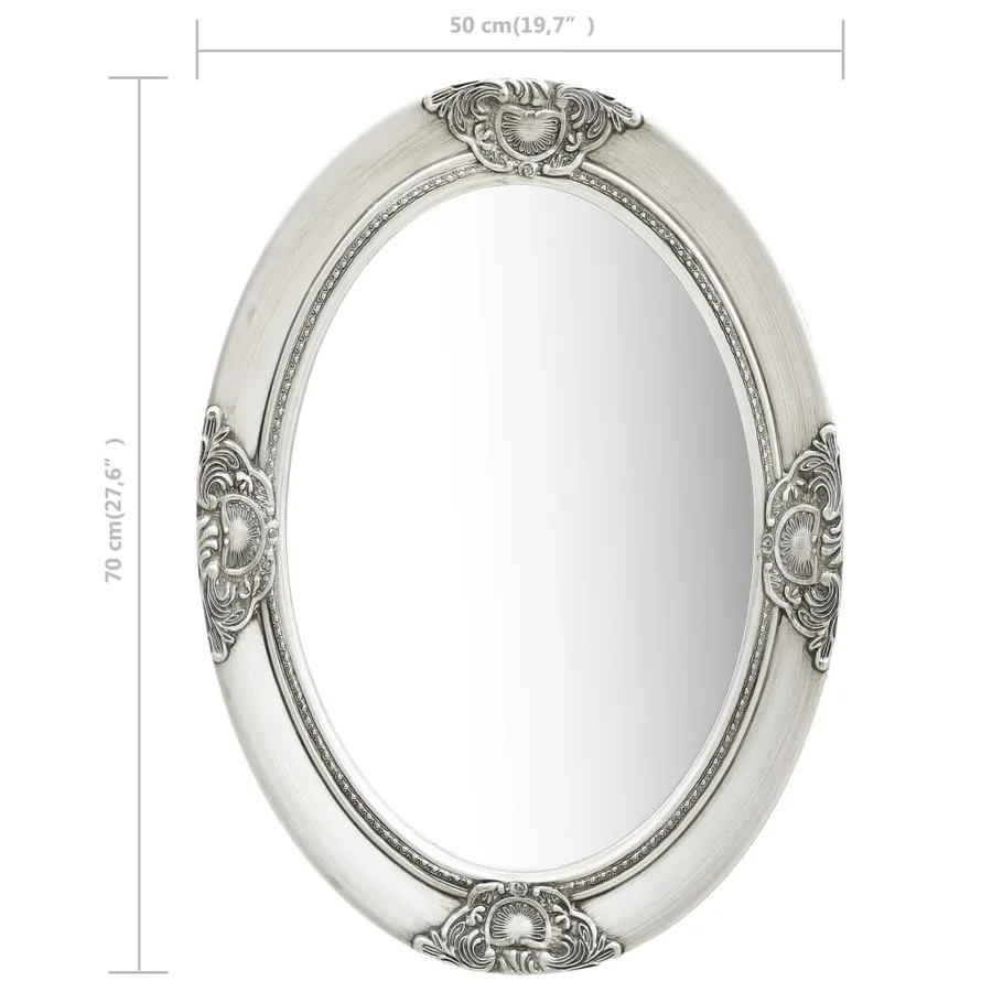 Miroir mural style baroque 50x70 cm Argenté - 6