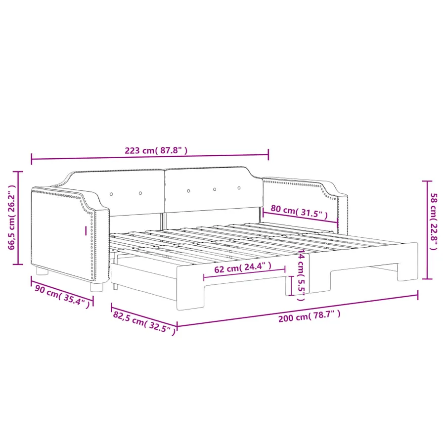 Lit de jour avec gigogne sans matelas 80x200 cm - 11