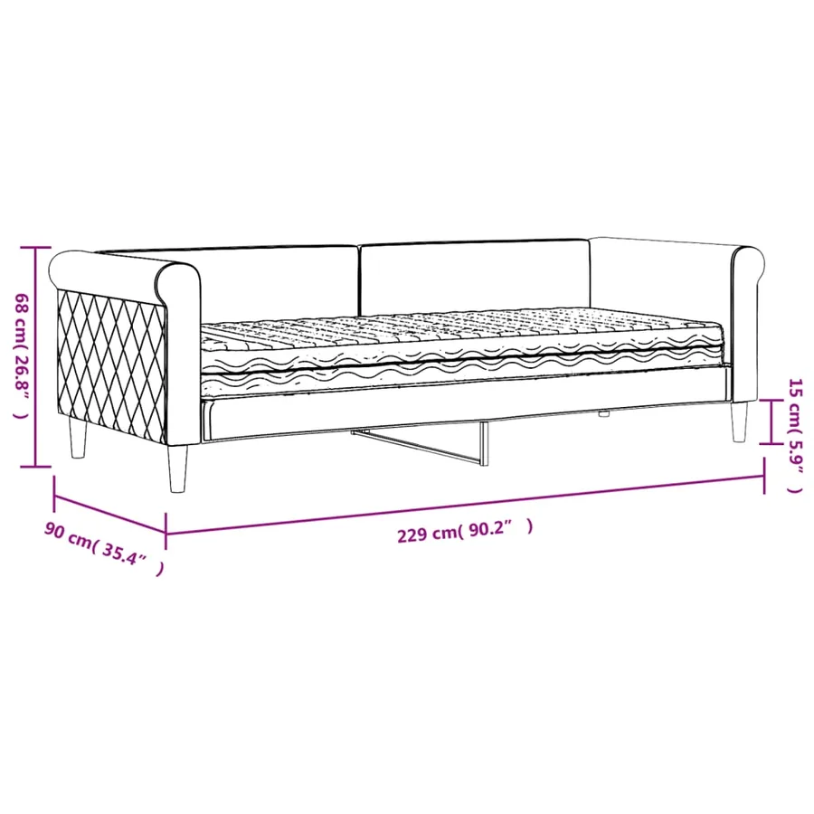 Lit de jour avec matelas rose 80x200 cm velours - 12