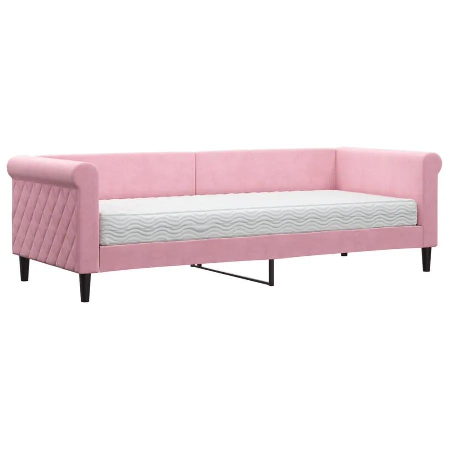 Lit de jour avec matelas rose 80x200 cm velours - 2