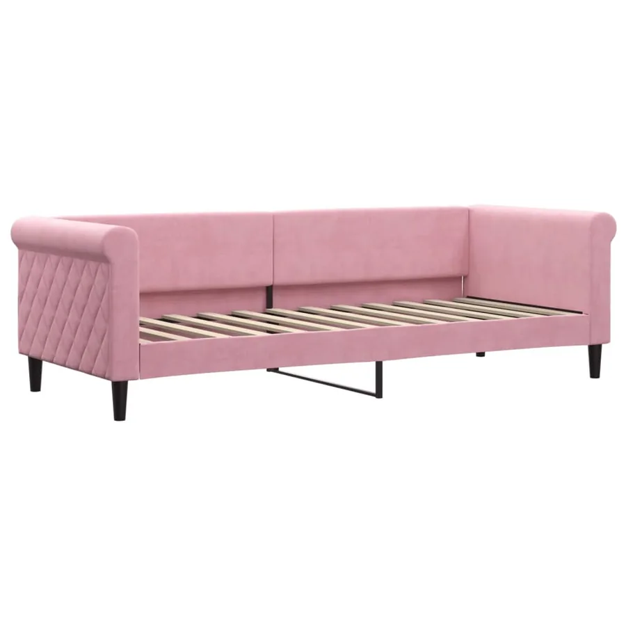 Lit de jour avec matelas rose 80x200 cm velours - 3