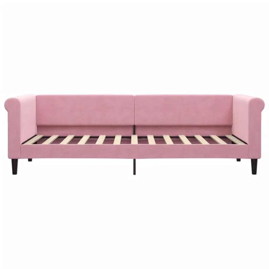 Lit de jour avec matelas rose 80x200 cm velours - 4