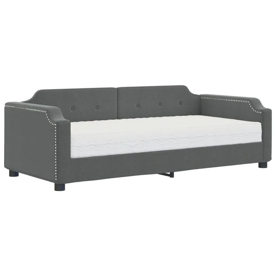 Lit de jour avec matelas gris foncé 80x200 cm tissu - 2