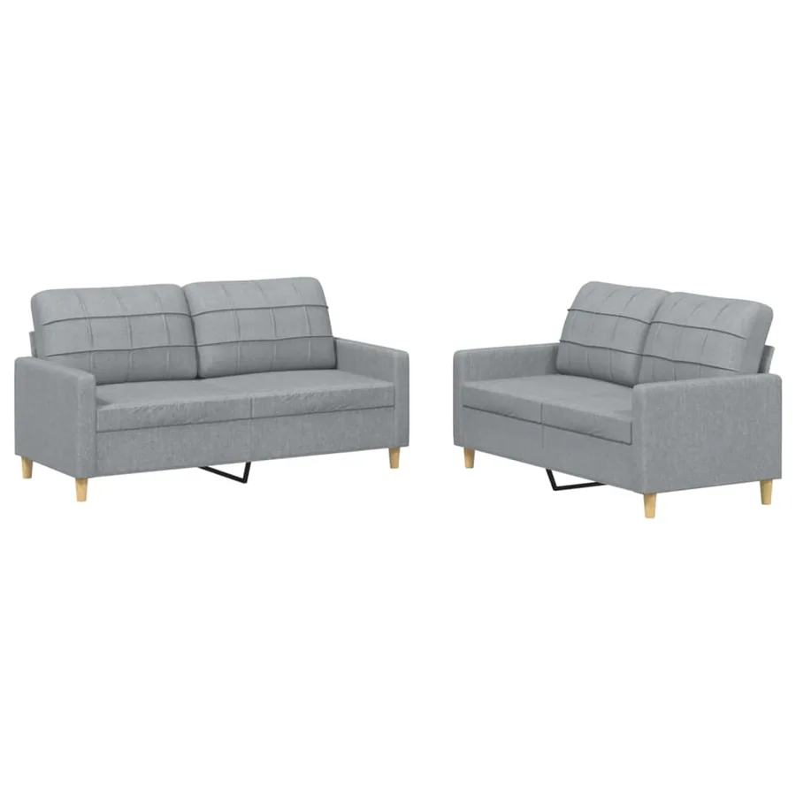 Ensemble de canapés 2 pcs avec coussins Gris clair Tissu - 2
