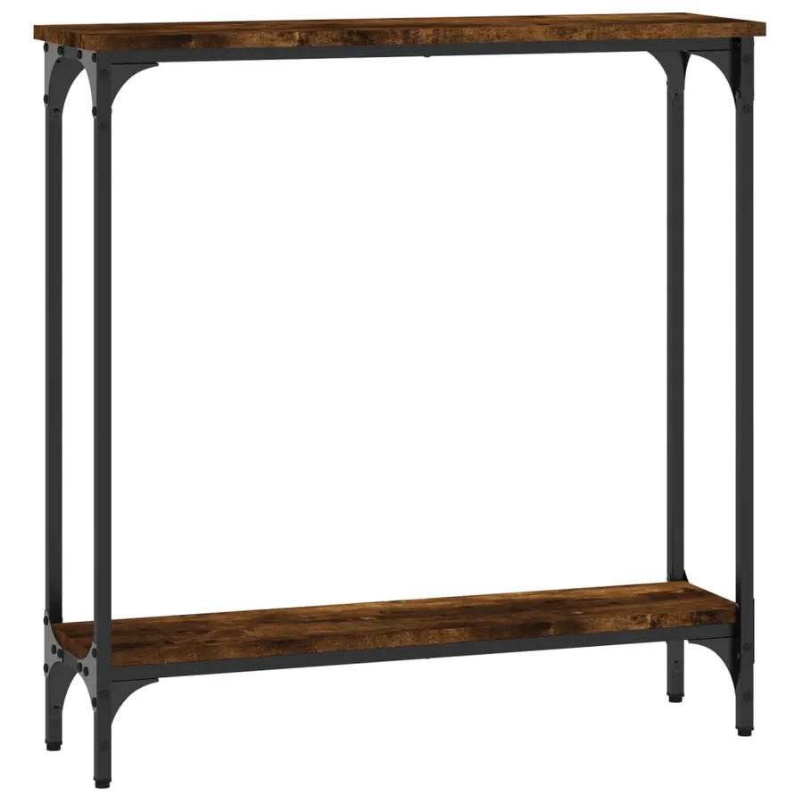 Table console chêne fumé 75x22,5x75 cm bois d'ingénierie - 2
