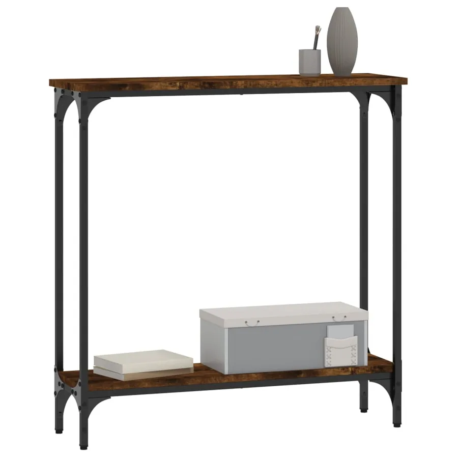 Table console chêne fumé 75x22,5x75 cm bois d'ingénierie - 3