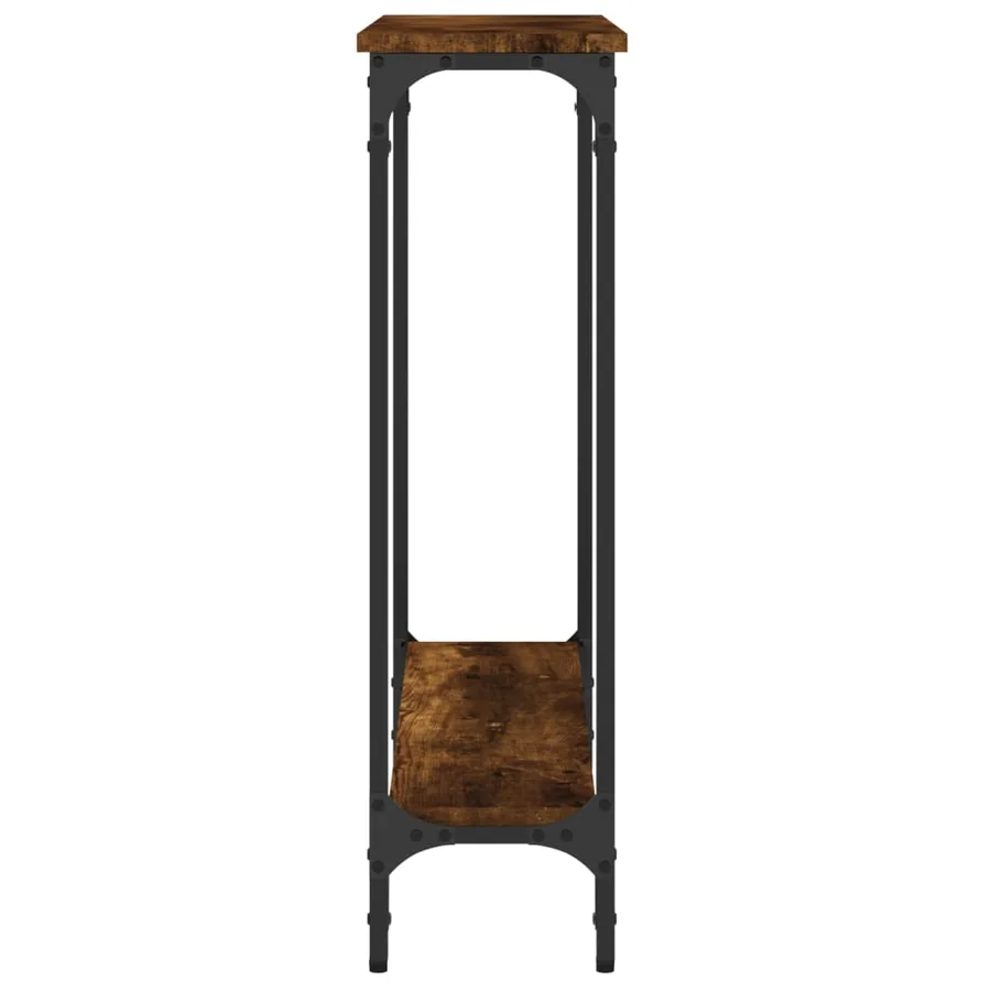 Table console chêne fumé 75x22,5x75 cm bois d'ingénierie - 5