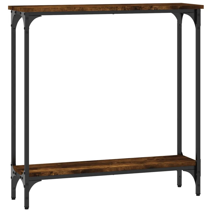 Table console chêne fumé 75x22,5x75 cm bois d'ingénierie - 6