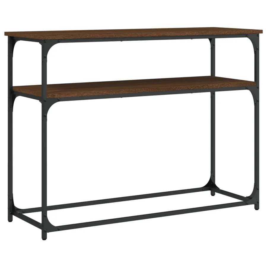 Table console chêne marron 100x35,5x75 cm bois d'ingénierie - 2