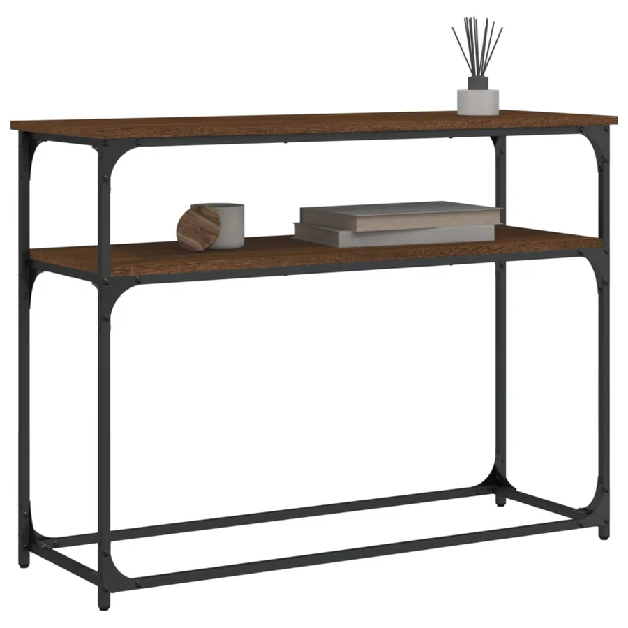 Table console chêne marron 100x35,5x75 cm bois d'ingénierie - 3