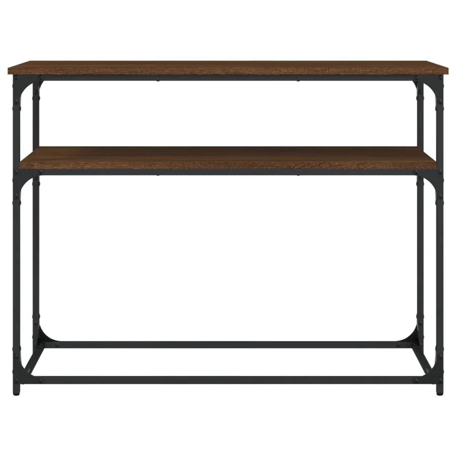 Table console chêne marron 100x35,5x75 cm bois d'ingénierie - 4