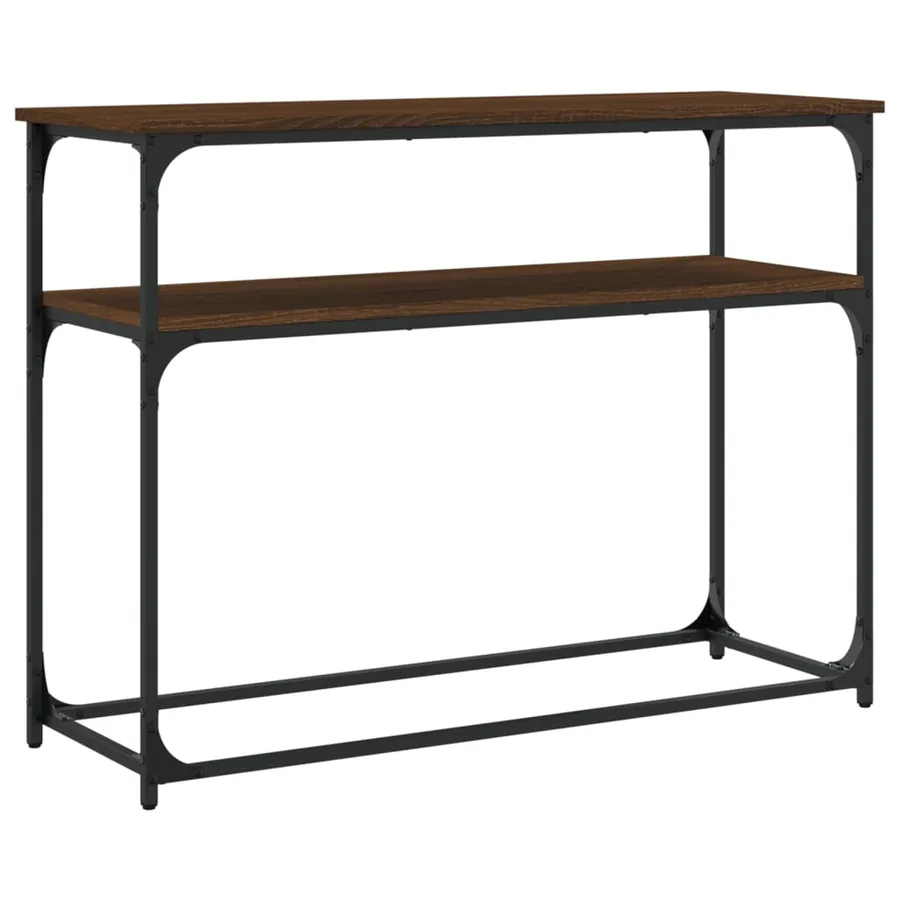 Table console chêne marron 100x35,5x75 cm bois d'ingénierie - 6