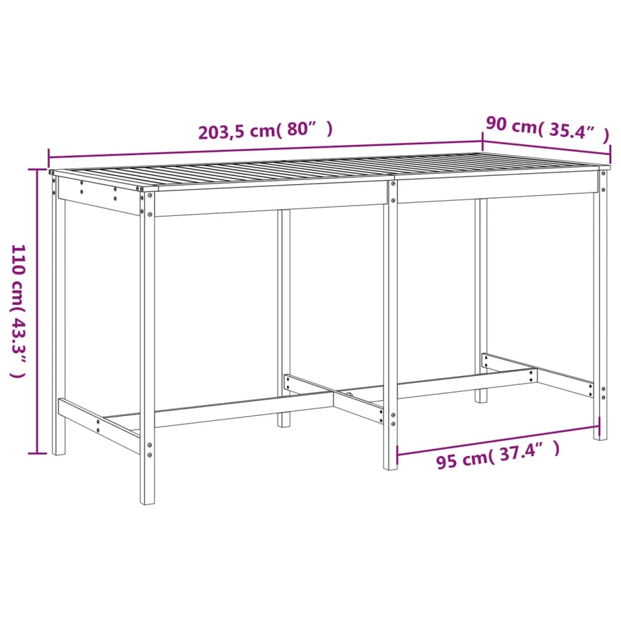 Ensemble de bar de jardin 9 pcs Bois de pin massif - 9